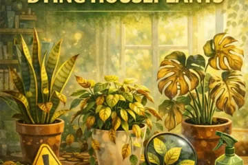 indoor plants with yellow and brown leaves