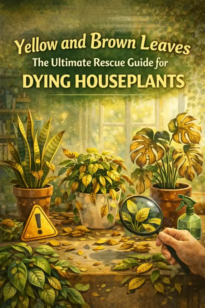 indoor plants with yellow and brown leaves